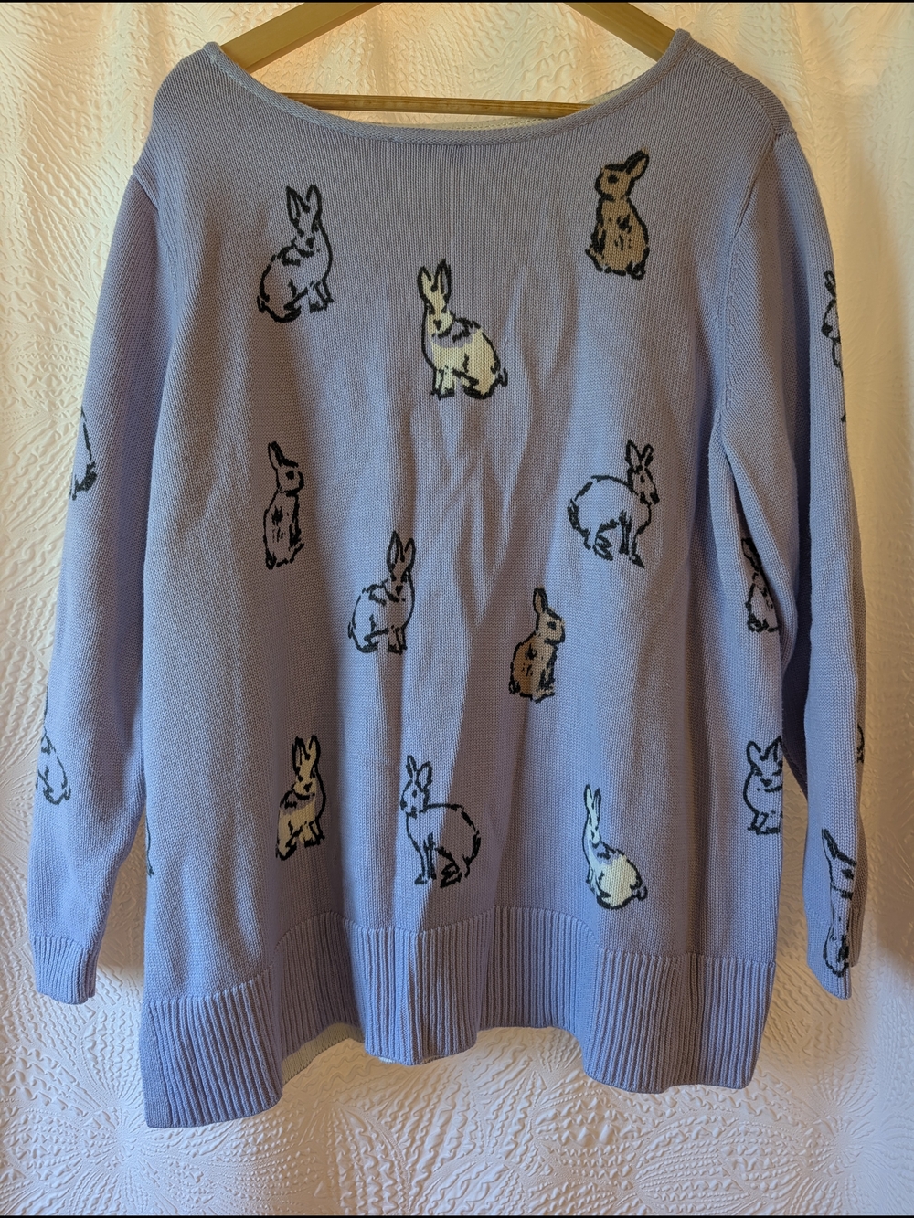 Coldwater Creek Lavender Off-the-Shoulder Bunny Sweater
